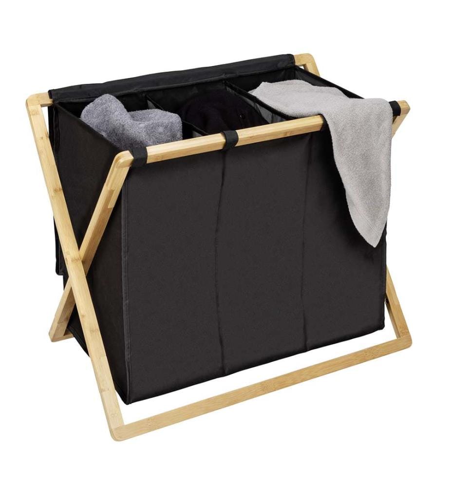 Panier à Linge Trio Ecori - Gris et Bois