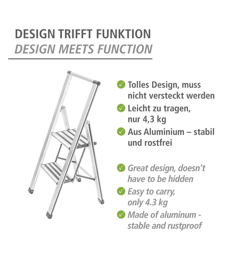 Wenko Design folding stool in white, 2 steps | DeinDeal