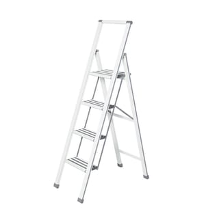 Sgabello pieghevole di design in bianco, 4 gradini