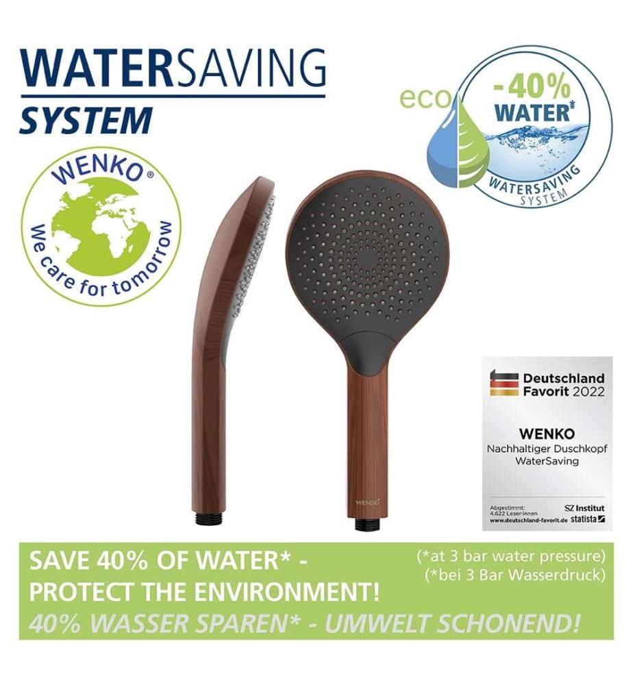 Duschkopf Watersaving Wood, Ø 12 cm