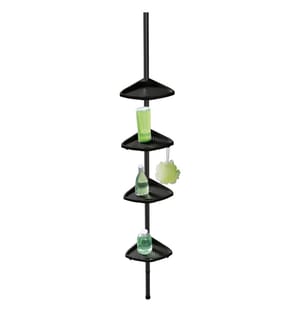 Angolo doccia Mod. Compact, nero, alluminio, 26x78-275x19,5 cm, facile installazione senza forare
