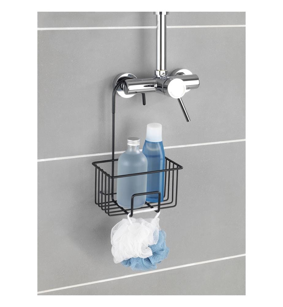 Portaoggetti per doccia Mod. Milito, nero, acciaio inox, PET, 18x28,5x13 cm, antiruggine e facile da installare