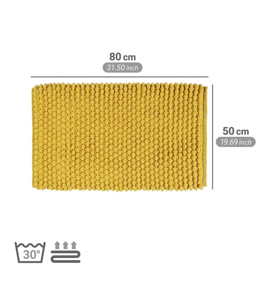 Tapis de bain Mod. Solivo, jaune moutarde, polyester/coton, 50x80 cm, antidérapant et à séchage rapide
