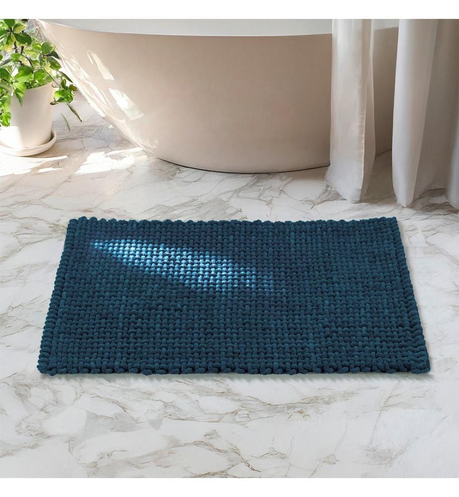 Bath mat Mod. Covelo, dark blue, polyester, cotton, 50x80 cm, non-slip and quick-drying