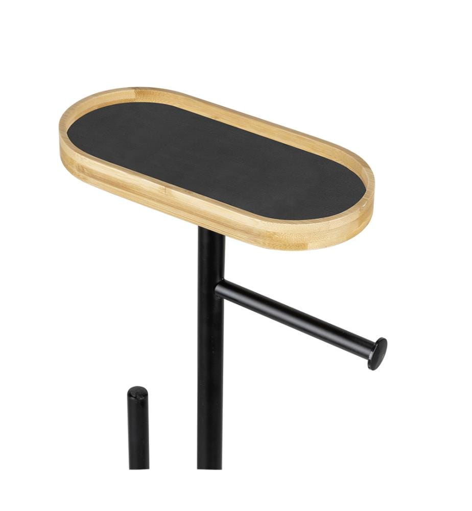 Set WC Mod. Pomarolo, bambù, acciaio, naturale/nero, 25x70,5x17 cm, include ampia superficie di appoggio