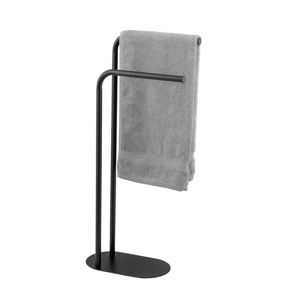 Porte-serviettes Mod. Levante, noir, acier, 30x79x17 cm, modèle indépendant pour un placement facile