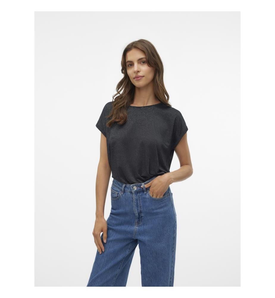 T-Shirts - Schwarz Silber Lurex