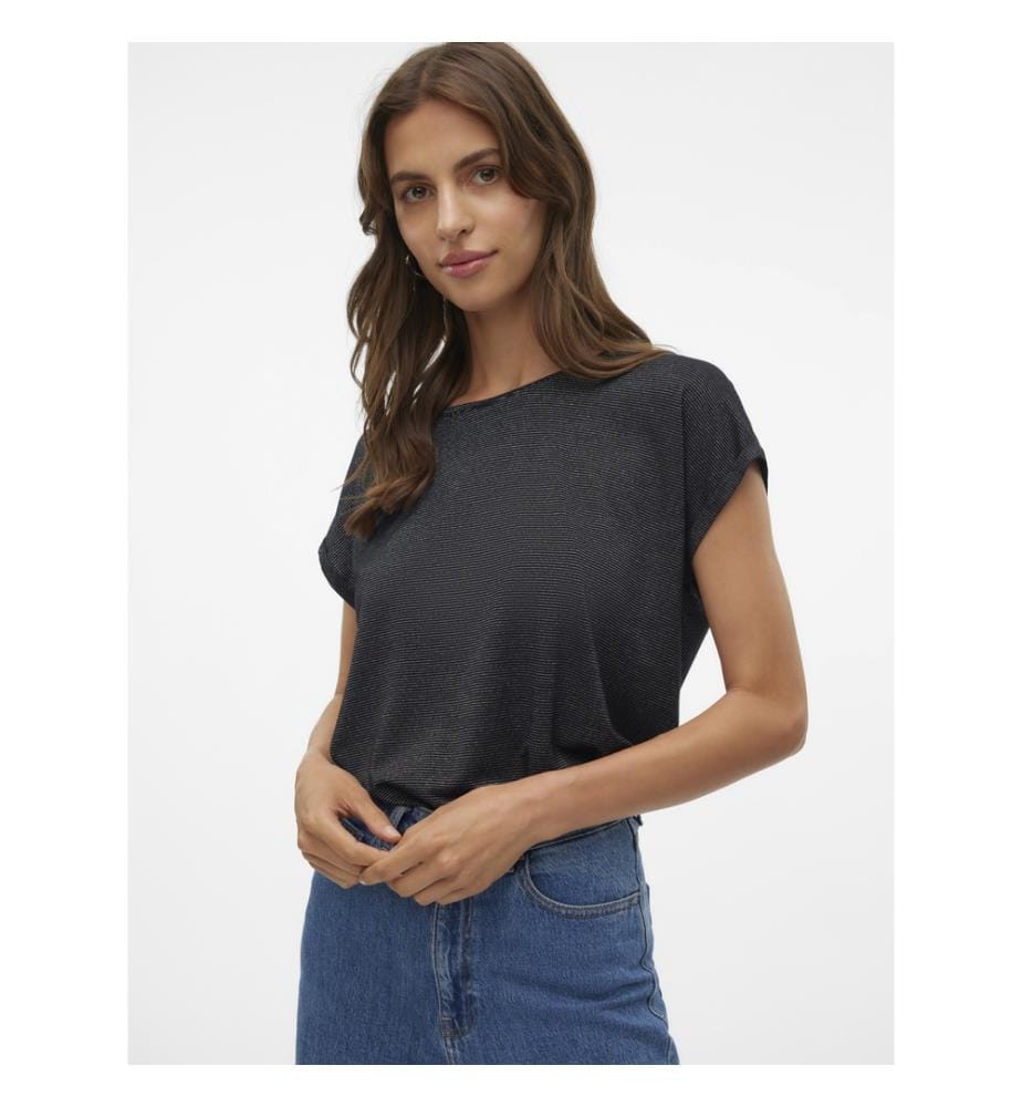 T-Shirts - Schwarz Silber Lurex