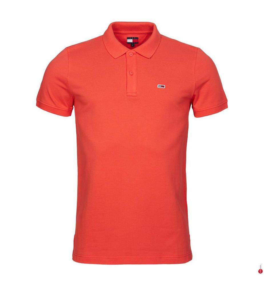 Polo Placket Slim Fit - Bright Vermillion