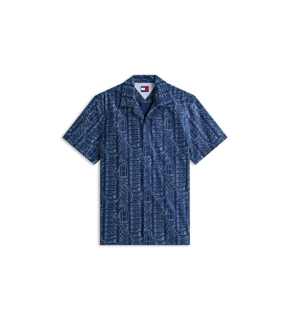 Camicia regolare AOP Camp - Navy