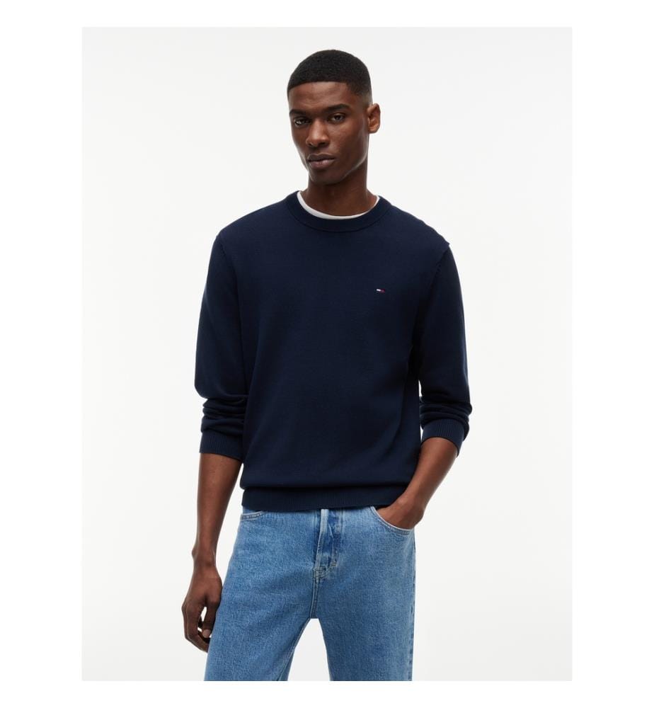 Tommy Flag Slim-Pullover – Marineblau