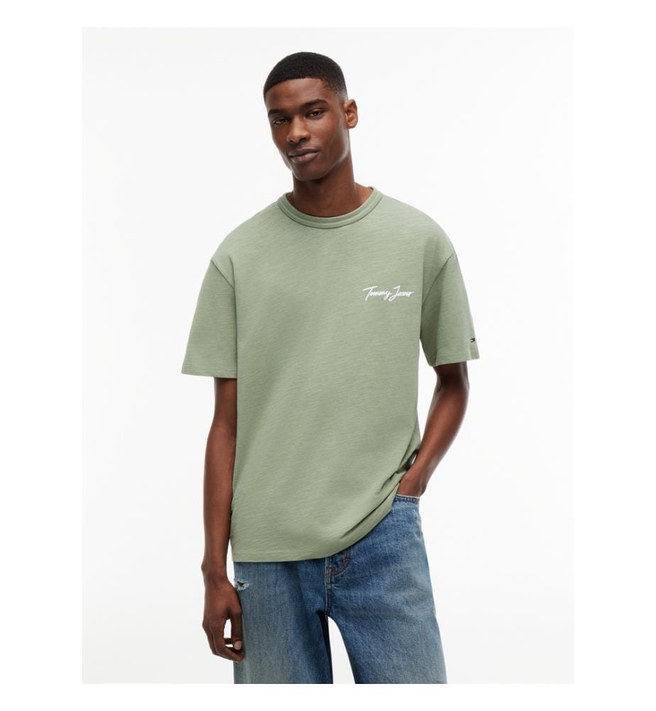 Lässiges T-Shirt mit Struktur – Khaki
