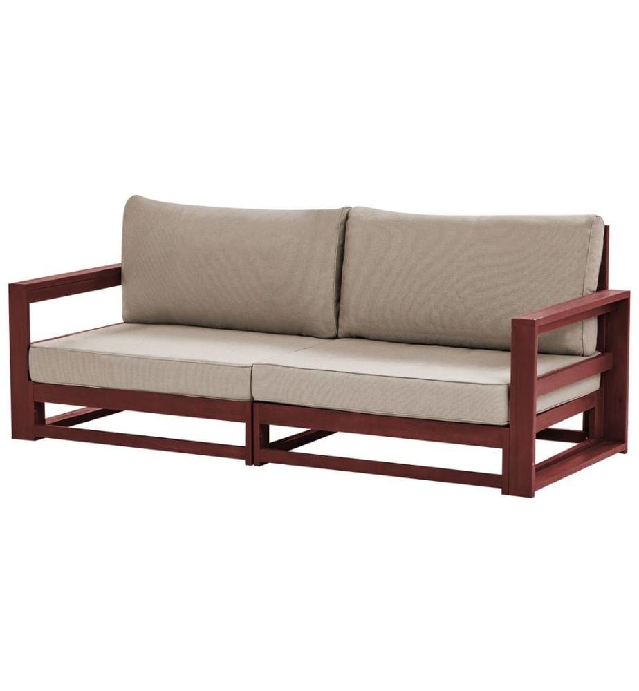 Canapé de Jardin Acajou et Taupe en Bois d'Acacia Confort d'Assise Optimal avec Coussins pour Ensemble 2 Places Angle