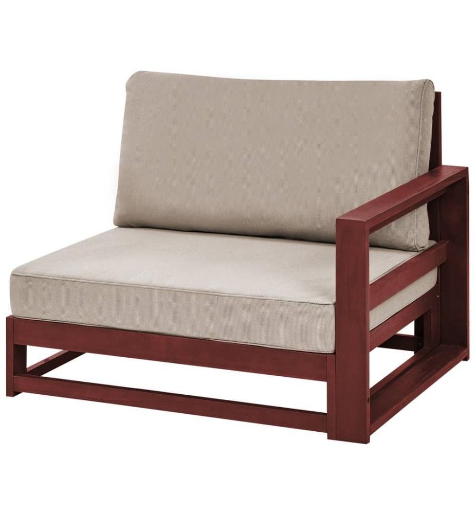 Canapé de Jardin Acajou et Taupe en Bois d'Acacia Confort d'Assise Optimal avec Coussins pour Ensemble 2 Places Angle
