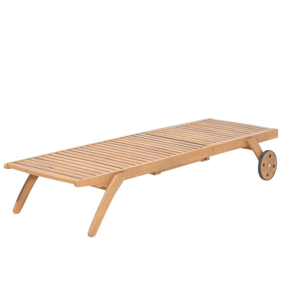 Transat Bain de Soleil à Dossier Inclinable en Bois d'Acacia Aspect Naturel Design Intemporel pour Jardin ou Terrasse Méditerranéene