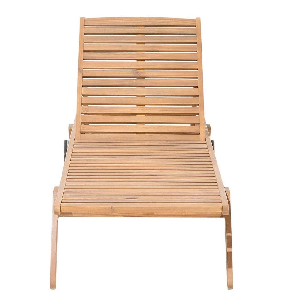 Transat Bain de Soleil à Dossier Inclinable en Bois d'Acacia Aspect Naturel Design Intemporel pour Jardin ou Terrasse Méditerranéene