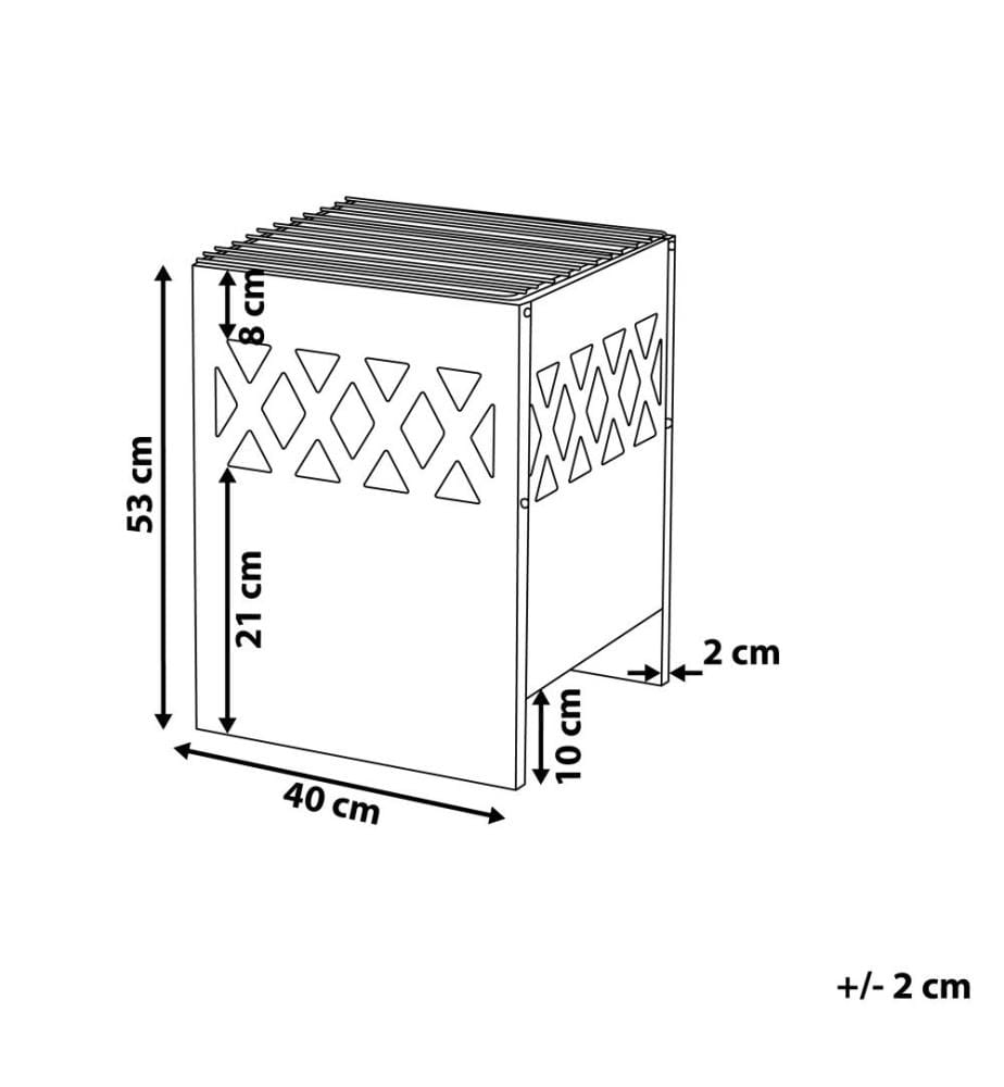 Braséro de Jardin en Acier en Forme de Cube 40 x 40 x 53 cm avec Tisonnier et au Design Moderne et Chic
