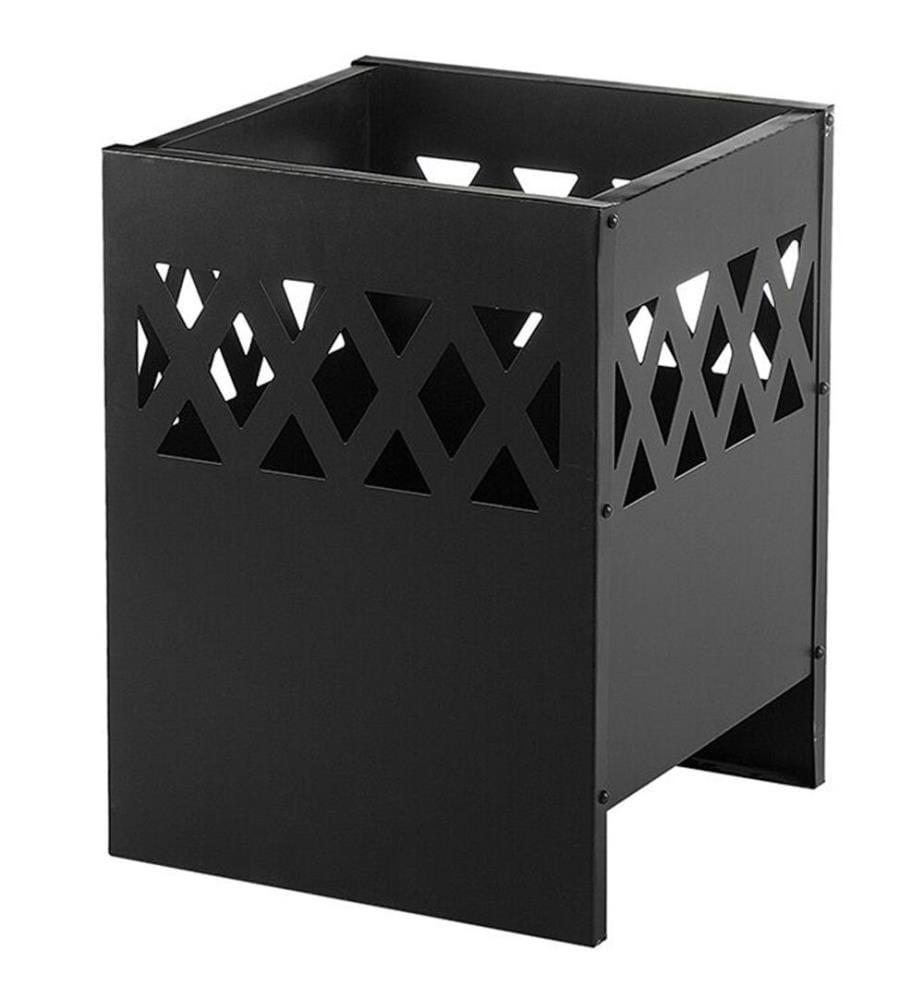 Braséro de Jardin en Acier en Forme de Cube 40 x 40 x 53 cm avec Tisonnier et au Design Moderne et Chic