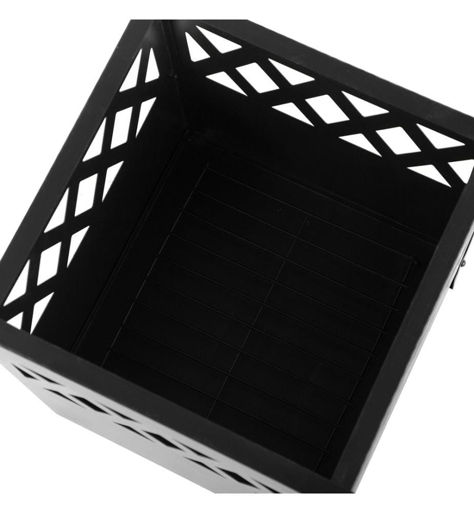 Braséro de Jardin en Acier en Forme de Cube 40 x 40 x 53 cm avec Tisonnier et au Design Moderne et Chic