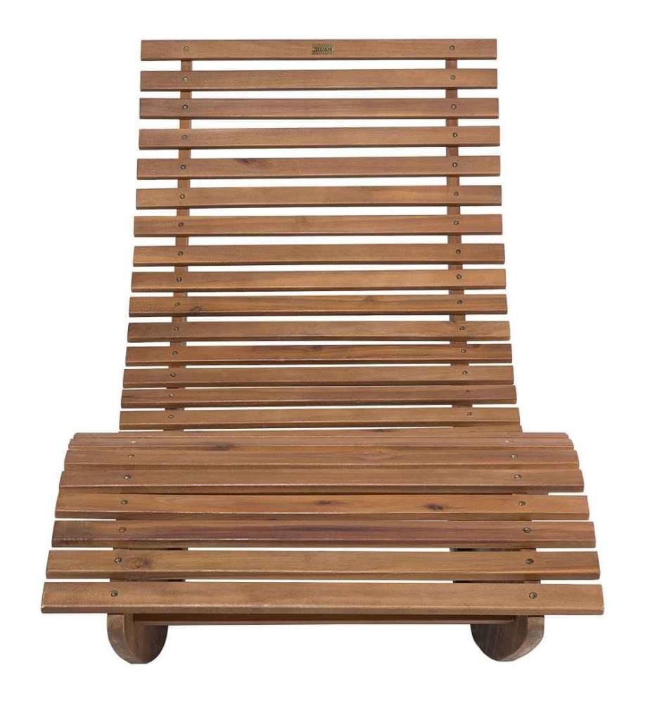 Bain de Soleil Chaise Longue de Jardin en Bois d'Acacia avec Coussin Rouge Matières Résitantes et Fonction Bascule Design Moderne