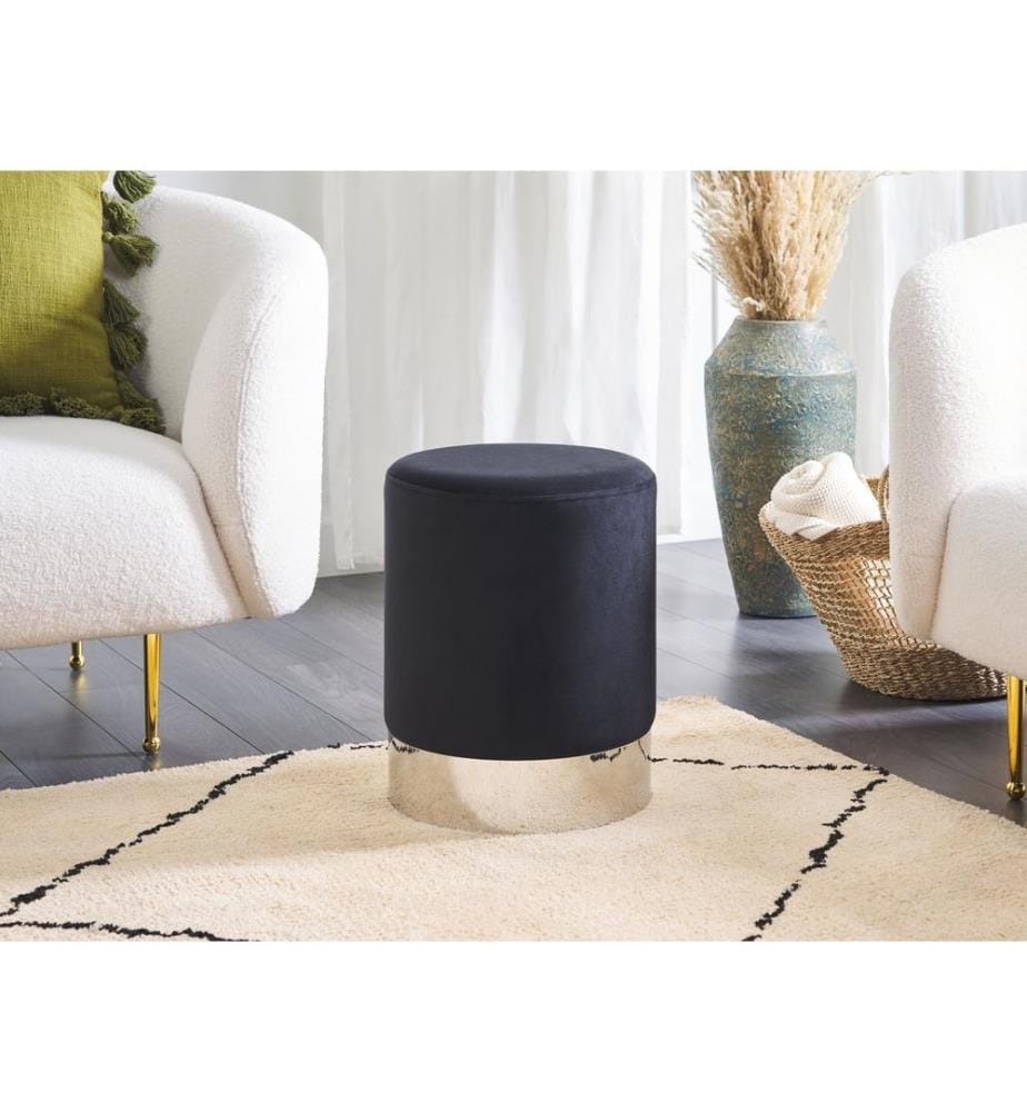 Pouf BRIGITTE Velours Noir 36 cm 36 cm 44 cm