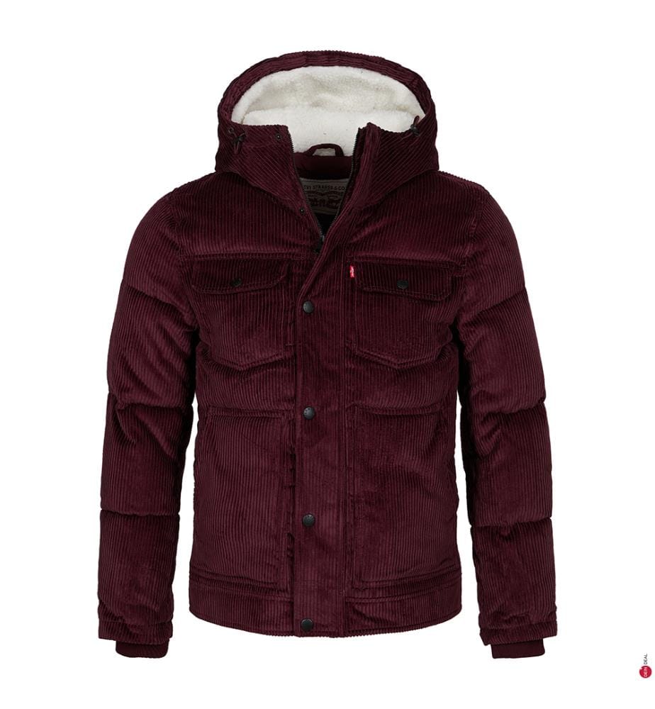 Giacca Corduroy Sherpa Hooded Trucker - Bordò