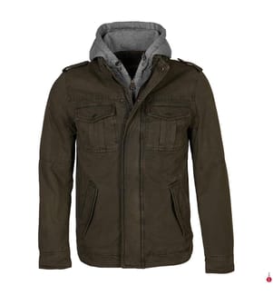 Giacca Washed Cotton Faux Shearling Lined Hooded Military - Verde