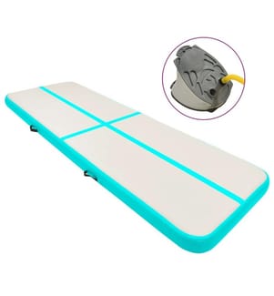 Aufblasbare Gymnastikmatte mit Pumpe 300x100x20 cm PVC Grün