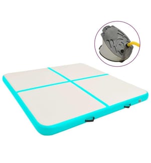 Aufblasbare Gymnastikmatte mit Pumpe 200x200x15 cm PVC Grün