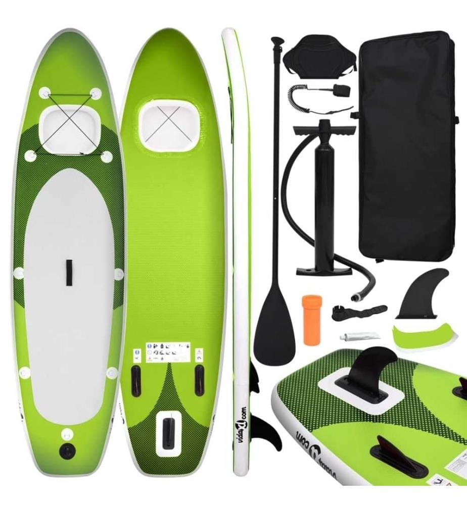 SUP-Board-Set Aufblasbar Grün 330x76x10 cm