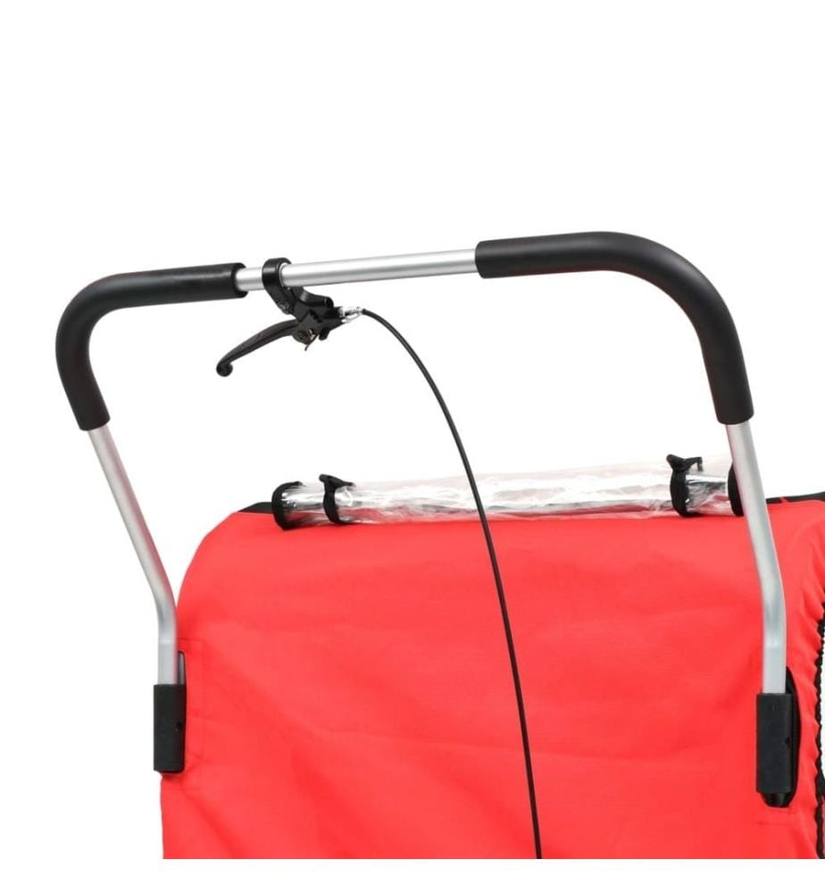 Remorque de vélo et poussette 2-en-1 noir et rouge