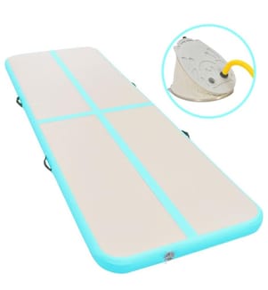 Aufblasbare Gymnastikmatte mit Pumpe 300x100x10 cm PVC Grün