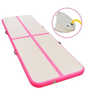 Aufblasbare Gymnastikmatte mit Pumpe 600x100x10 cm PVC Rosa