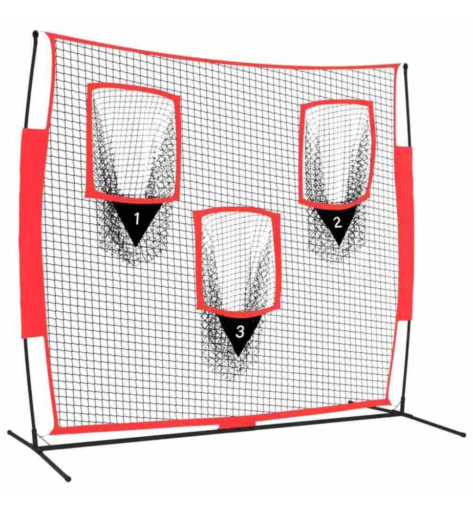 Filet de baseball portable Noir/rouge 183x105x183 cm Polyester