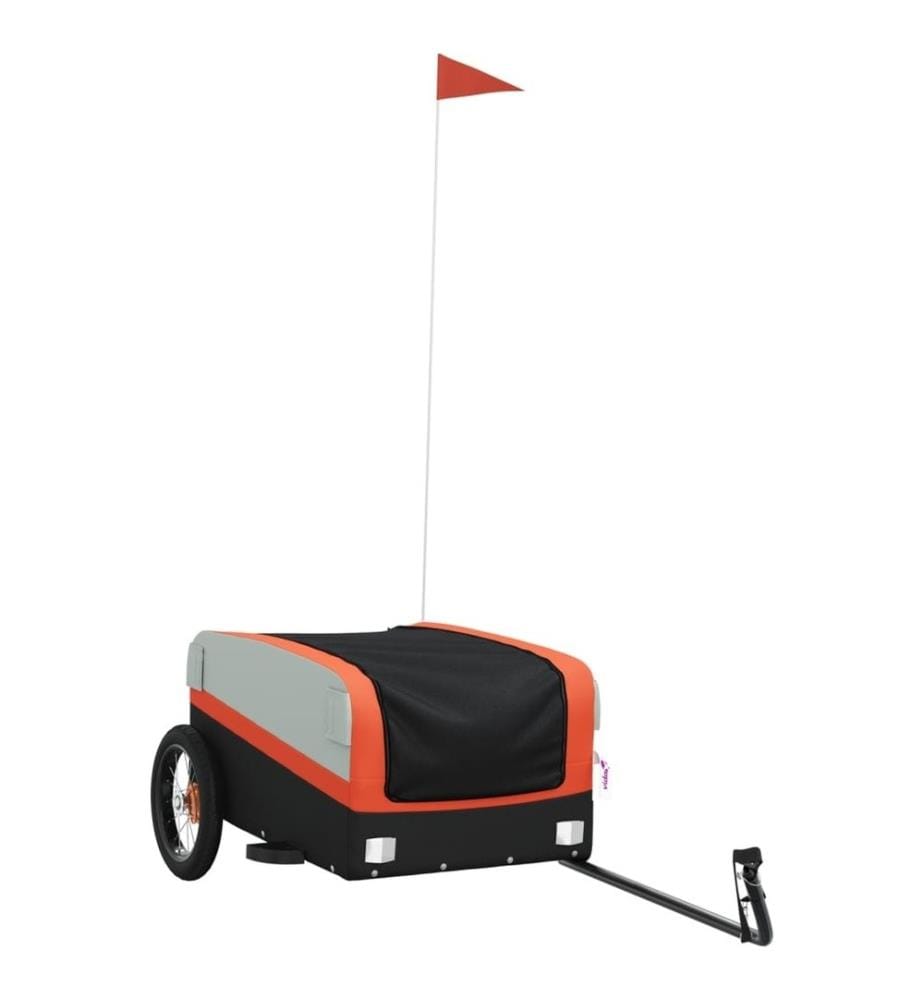 Remorque de vélo noir et orange 30 kg fer