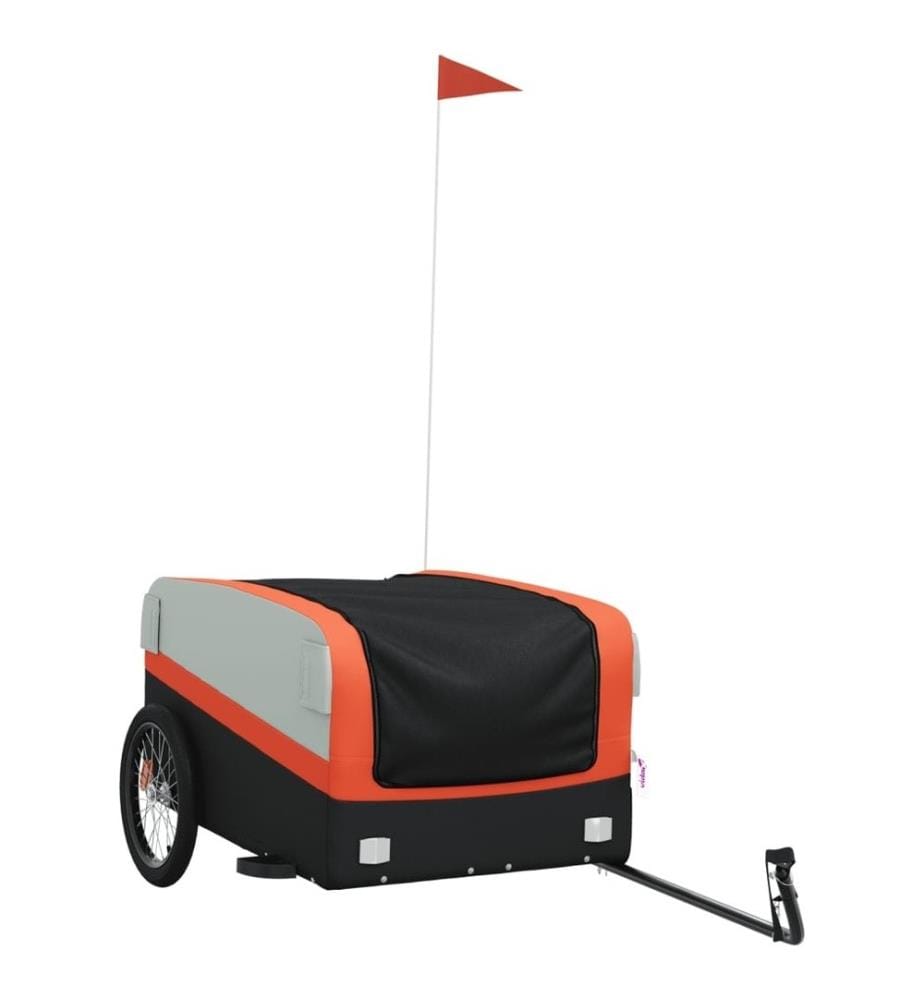 Remorque de vélo noir et orange 45 kg fer