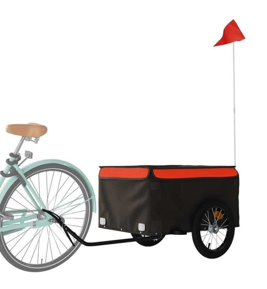 Remorque de vélo noir et orange 45 kg fer