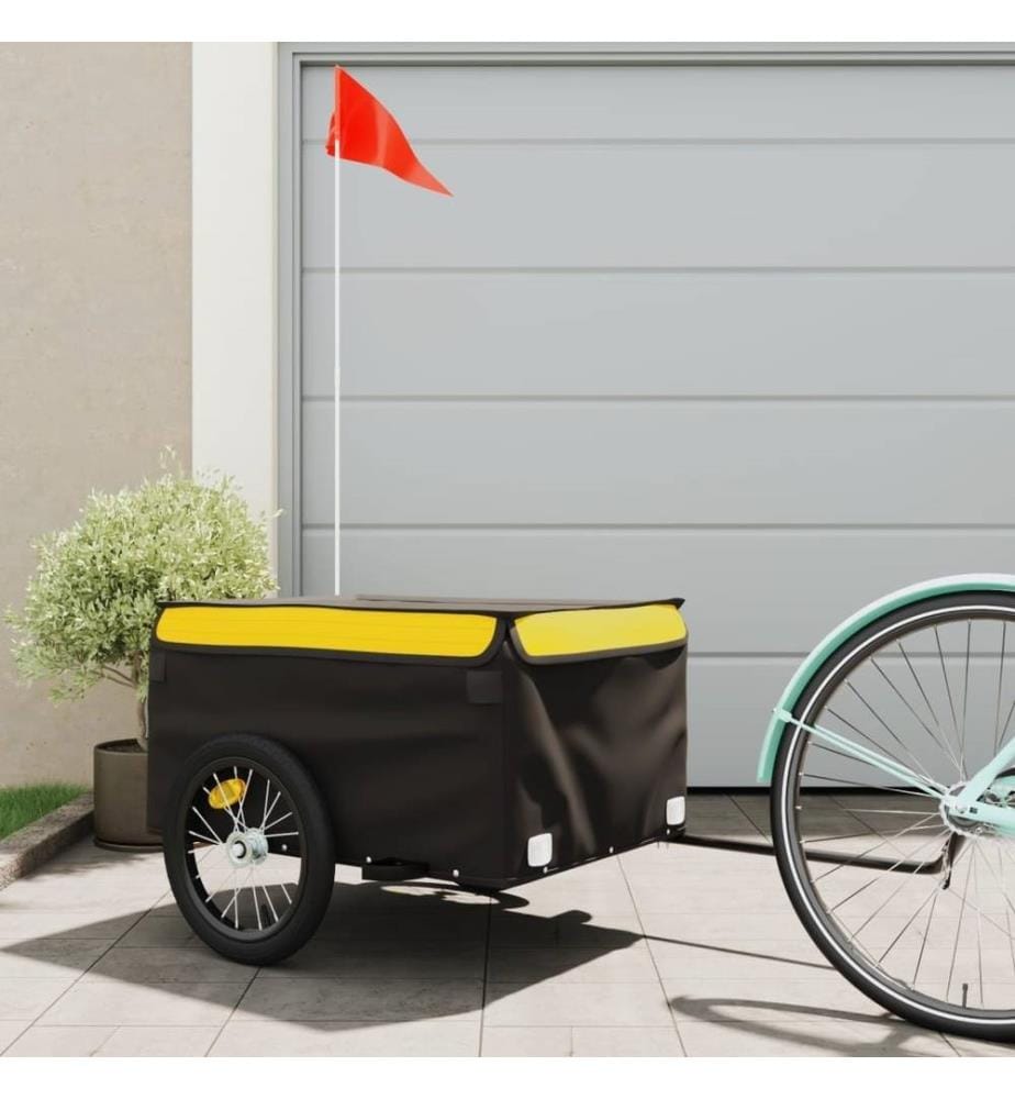 Remorque de vélo noir et jaune 45 kg fer