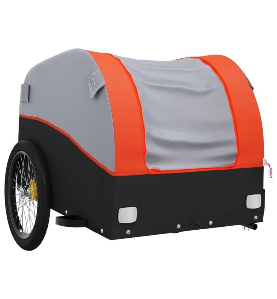 Remorque de vélo noir et orange 45 kg fer