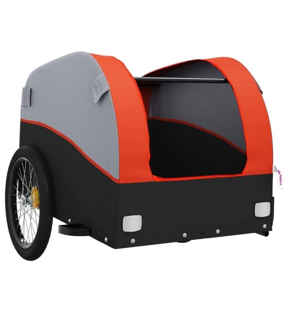 Remorque de vélo noir et orange 45 kg fer