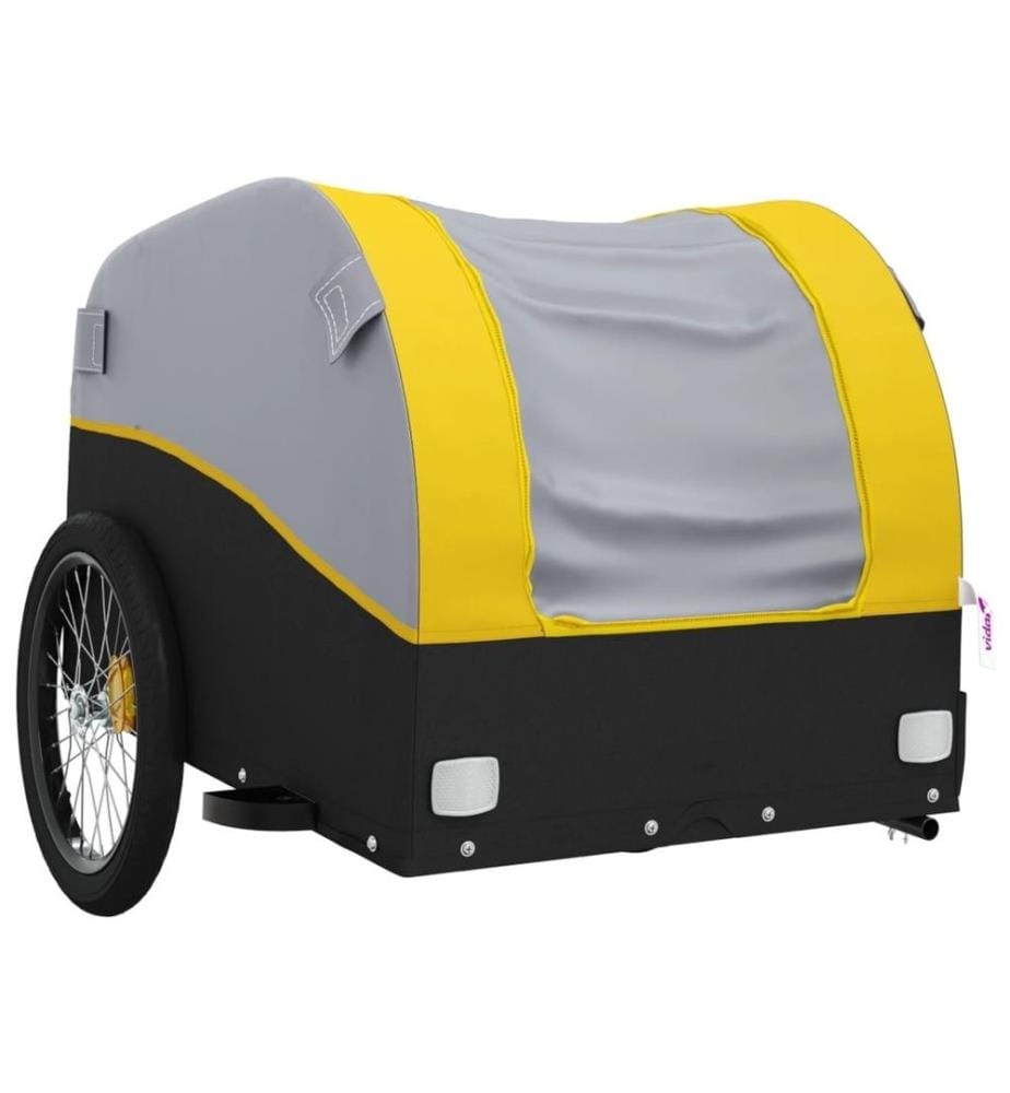 Remorque de vélo noir et jaune 45 kg fer