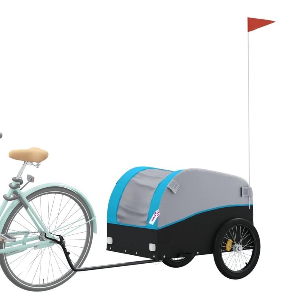 Remorque de vélo noir et bleu 45 kg fer
