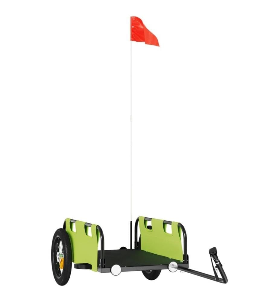 Remorque de vélo vert tissu oxford et fer