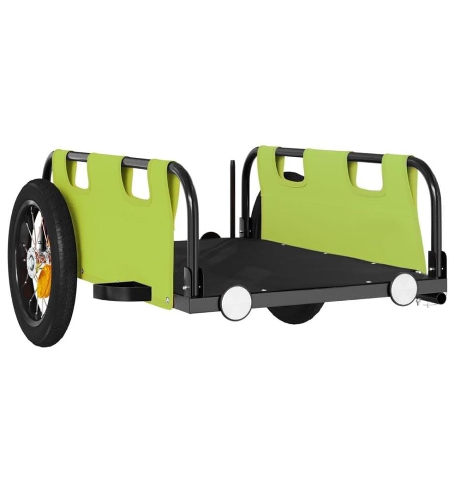 Remorque de vélo vert tissu oxford et fer