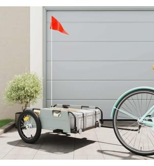 Remorque de vélo gris tissu oxford et fer