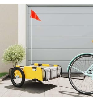 Remorque de vélo jaune tissu oxford et fer