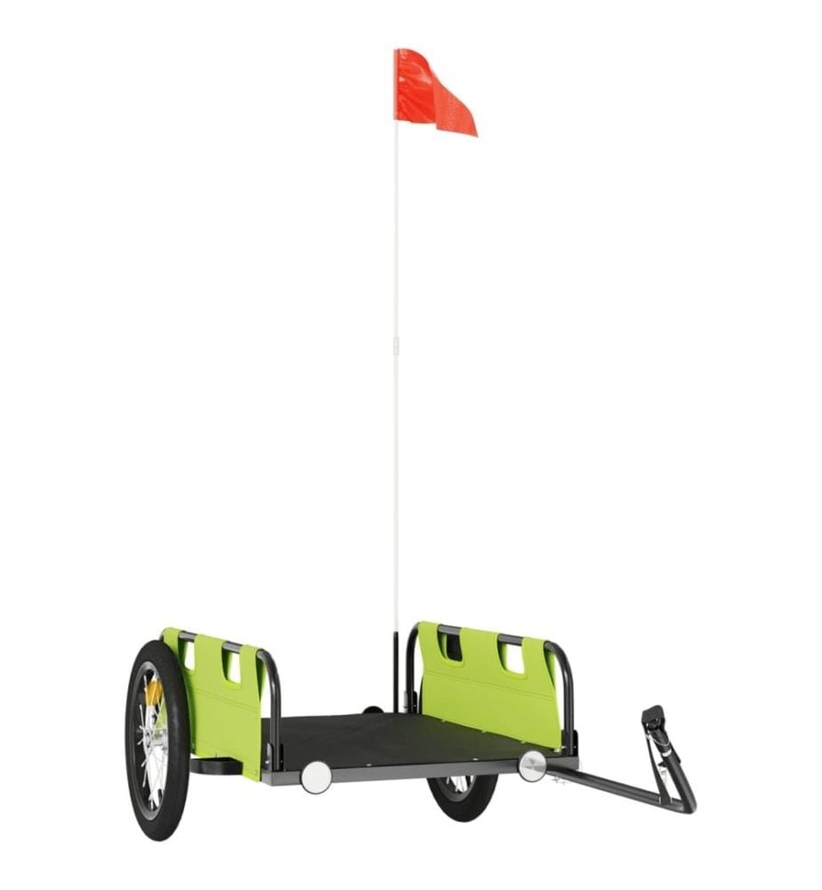 Remorque de vélo vert tissu oxford et fer