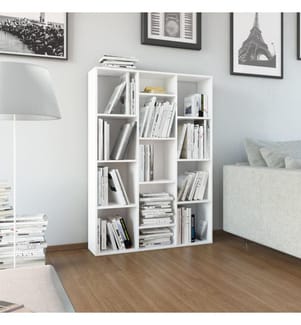 Séparateur de pièce/Bibliothèque blanc brillant Bois ingénierie