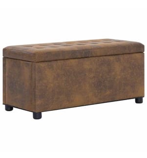 Ottoman mit Stauraum 87,5 cm Braun Wildleder-Optik