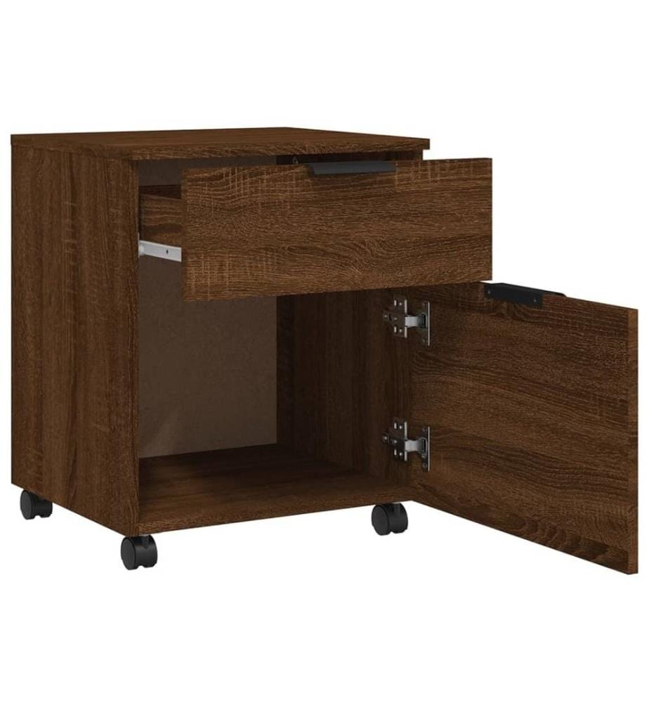 Mobiler Aktenschrank mit Rollen Braun Eichen-Optik 45x38x54 cm